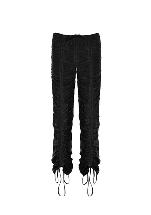 NOCTURNAL SHEER RUCHED SCULPT STRETCH PANTS BLACK (ADJUSTABLE CORDS)