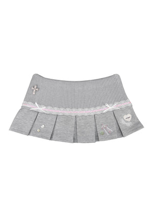 WHISPER PLEATED MINI SKIRT GREY MARL