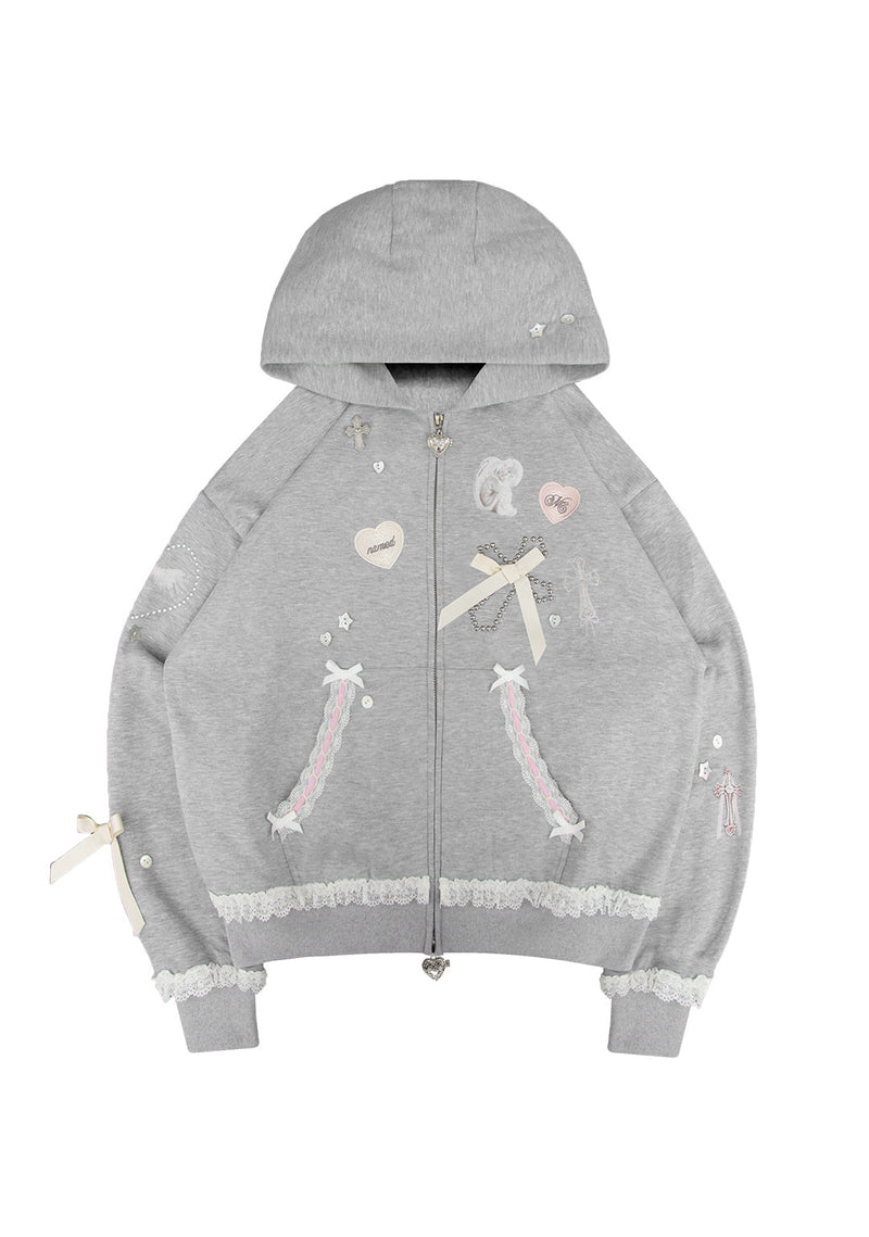 WHISPER ZIP HOODIE GREY MARL