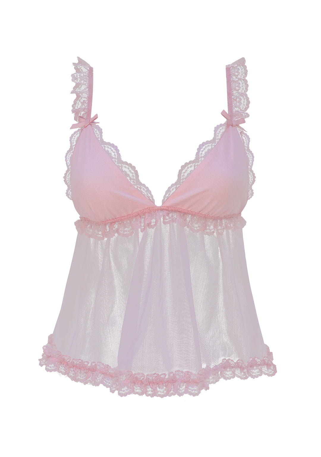 WHISPER SHEER MESH CAMI TOP BABY PINK