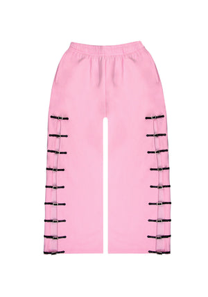 CRUSH BUCKLE OVERSIZED SWEATPANTS BABY PINK