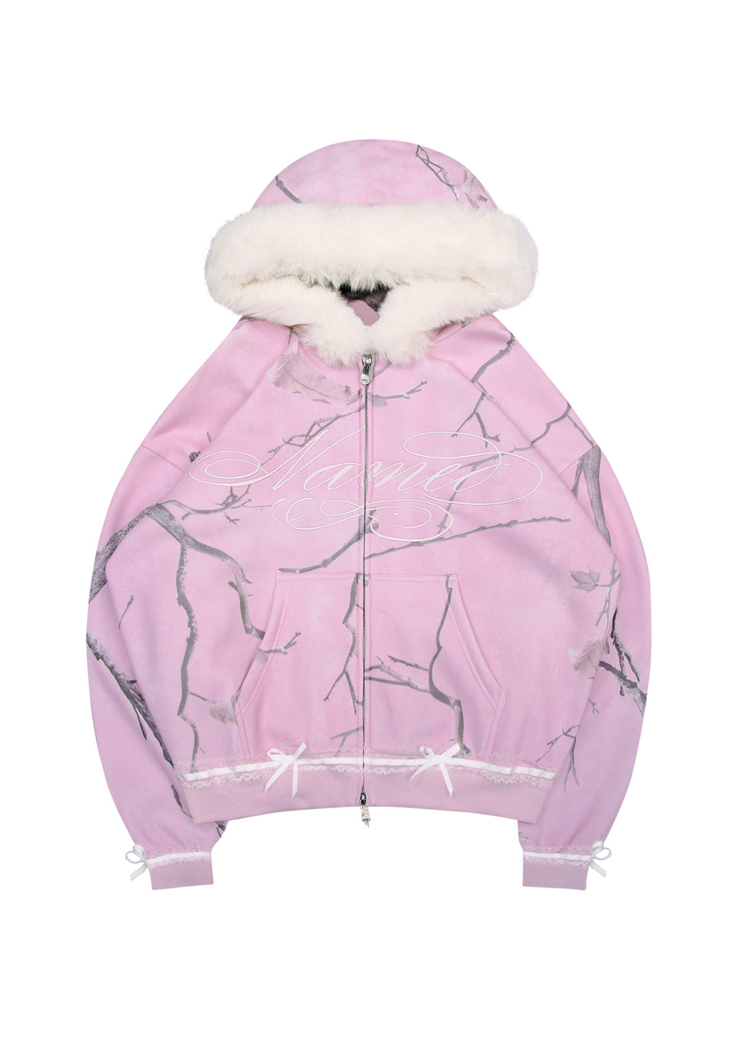 Prey Faux Fur Zip Hoodie Pink Camo Detachable Fur – NAMED COLLECTIVE®