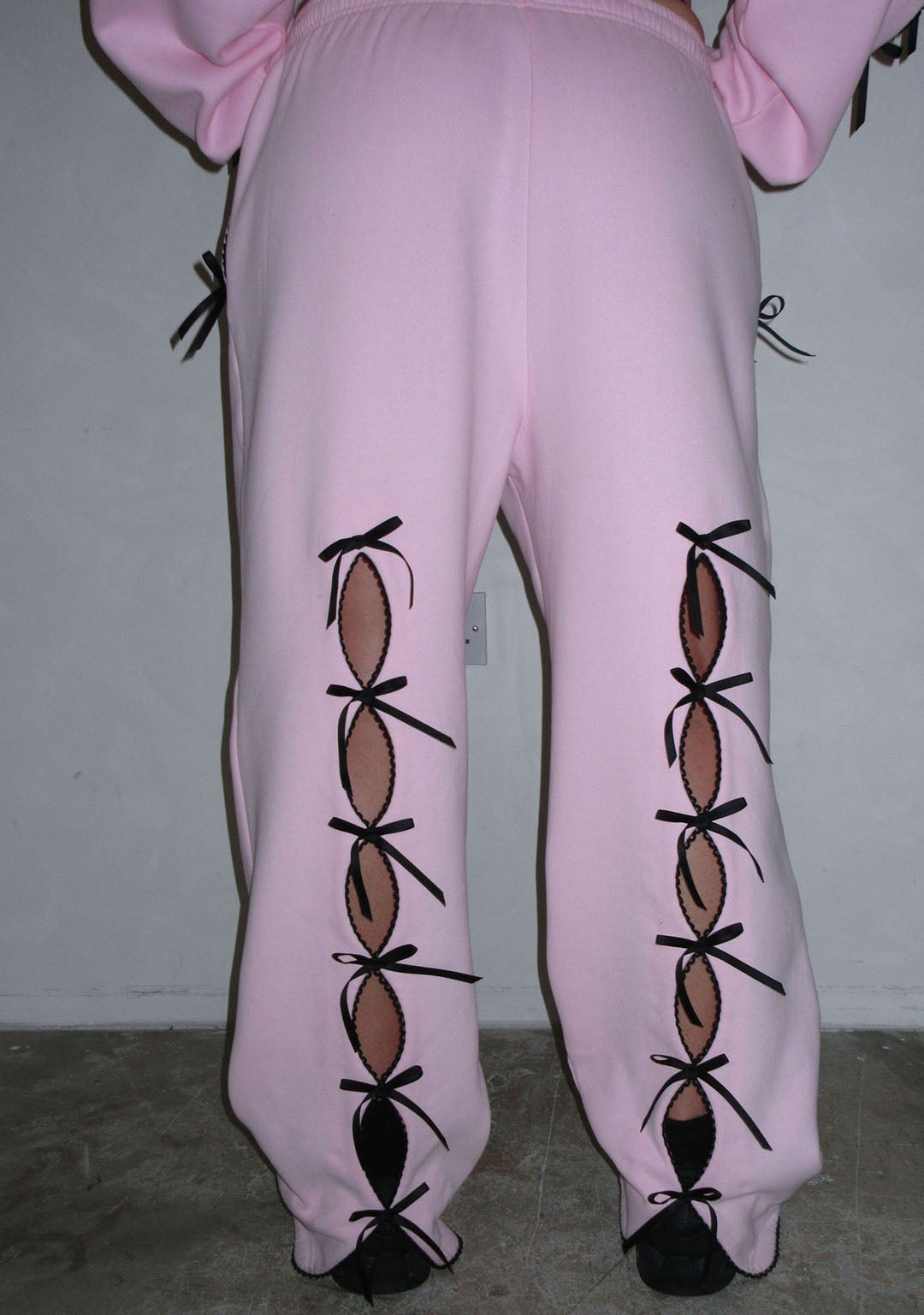PRINC355 RIBBON SWEATPANTS BABY PINK