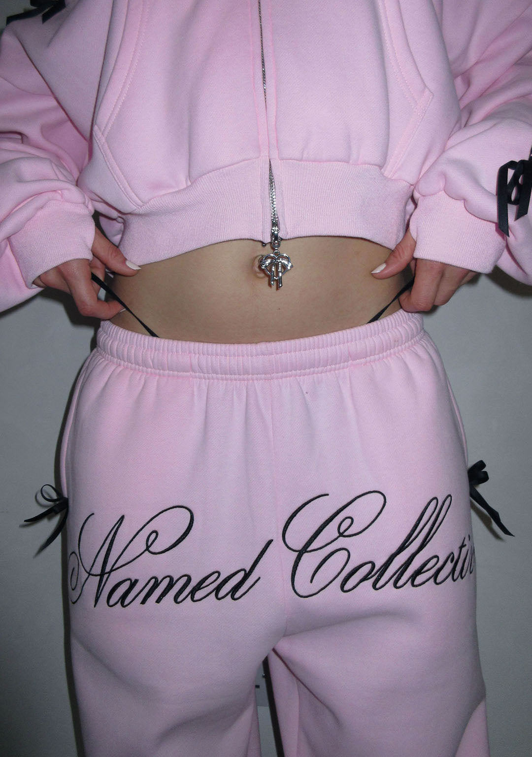 PRINC355 RIBBON SWEATPANTS BABY PINK
