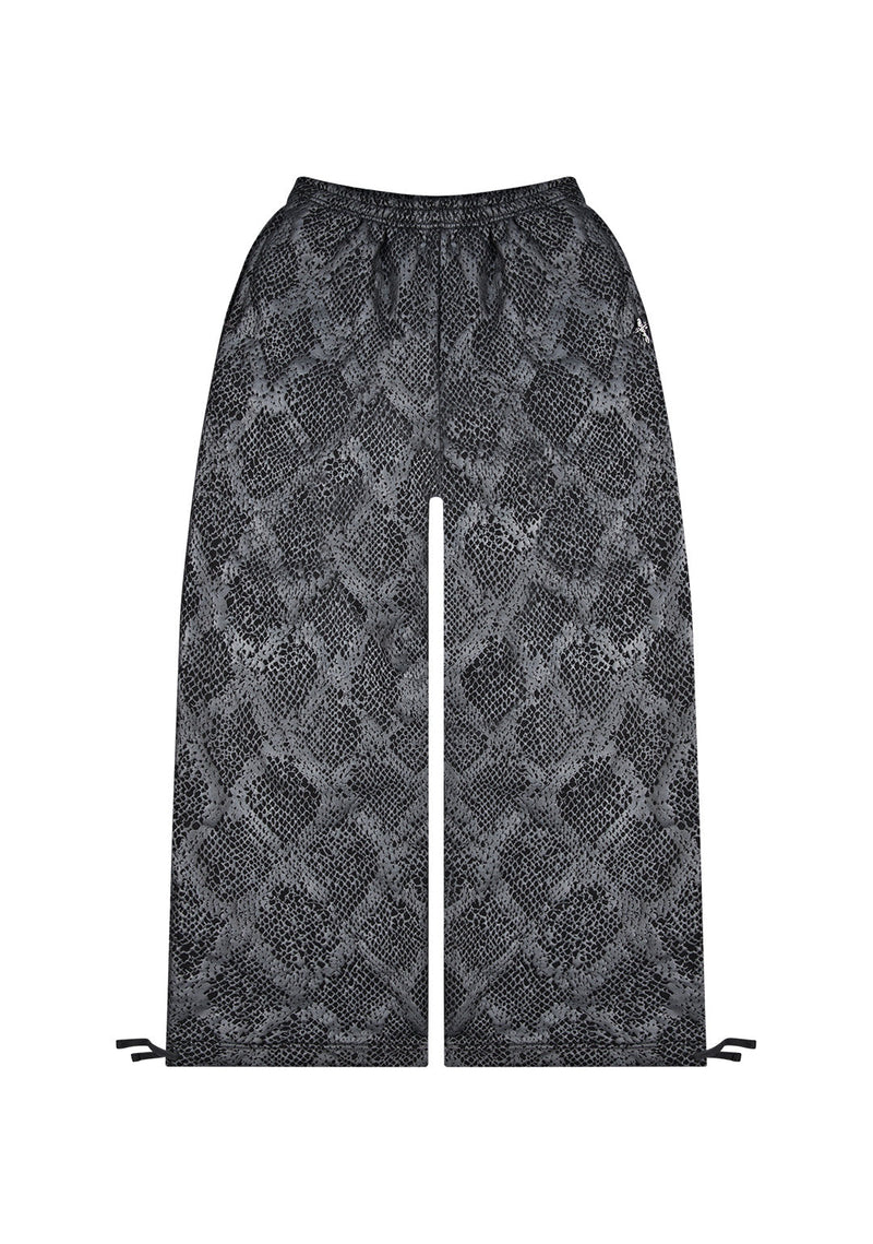 NOCTURNAL SNAKESKIN TEXTURED OVERSIZED SWEATPANTS BLACK