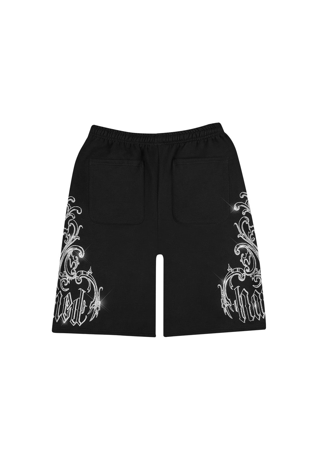 NOCTURNAL RHINESTONE OVERSIZED SWEATSHORTS BLACK
