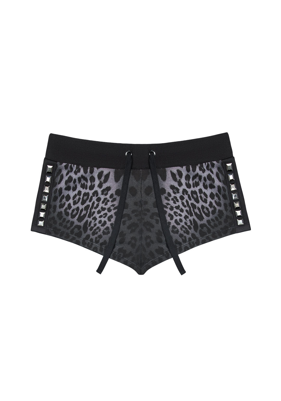 RUMOUR STUDDED MICRO SHORTS GREY LEOPARD