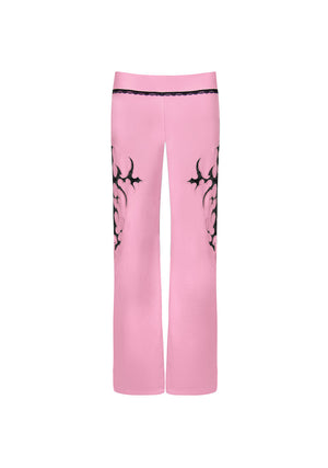 SINNER LACE CUT OUT SCULPT STRETCH PANTS BABY PINK