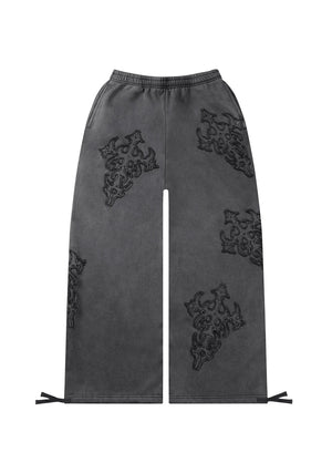 SINNER STUDDED OVERSIZED SWEATPANTS GREY VINTAGE WASH