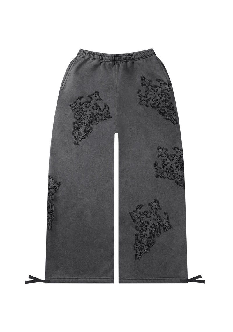 SINNER STUDDED OVERSIZED SWEATPANTS GREY VINTAGE WASH