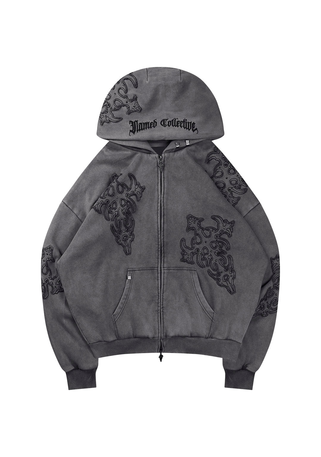SINNERSTUDDEDZIPHOODIEGREYVINT