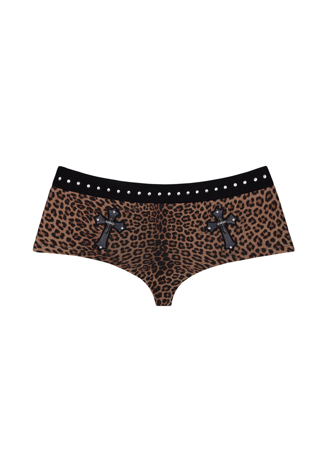 SPOILT RHINESTONE MICRO HOTPANT SHORTS LEOPARD