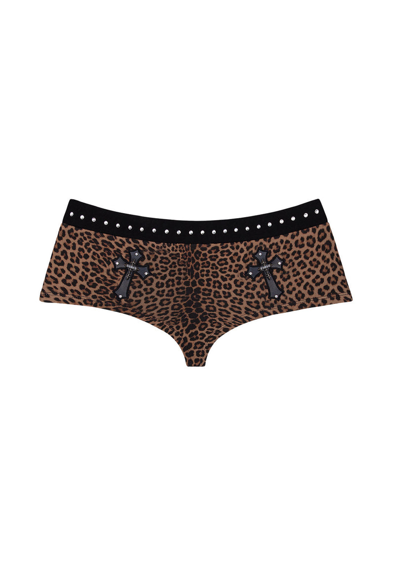 SPOILT RHINESTONE MICRO HOTPANT SHORTS LEOPARD