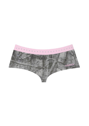 SPOILT RHINESTONE MICRO HOTPANT SHORTS TREE CAMO