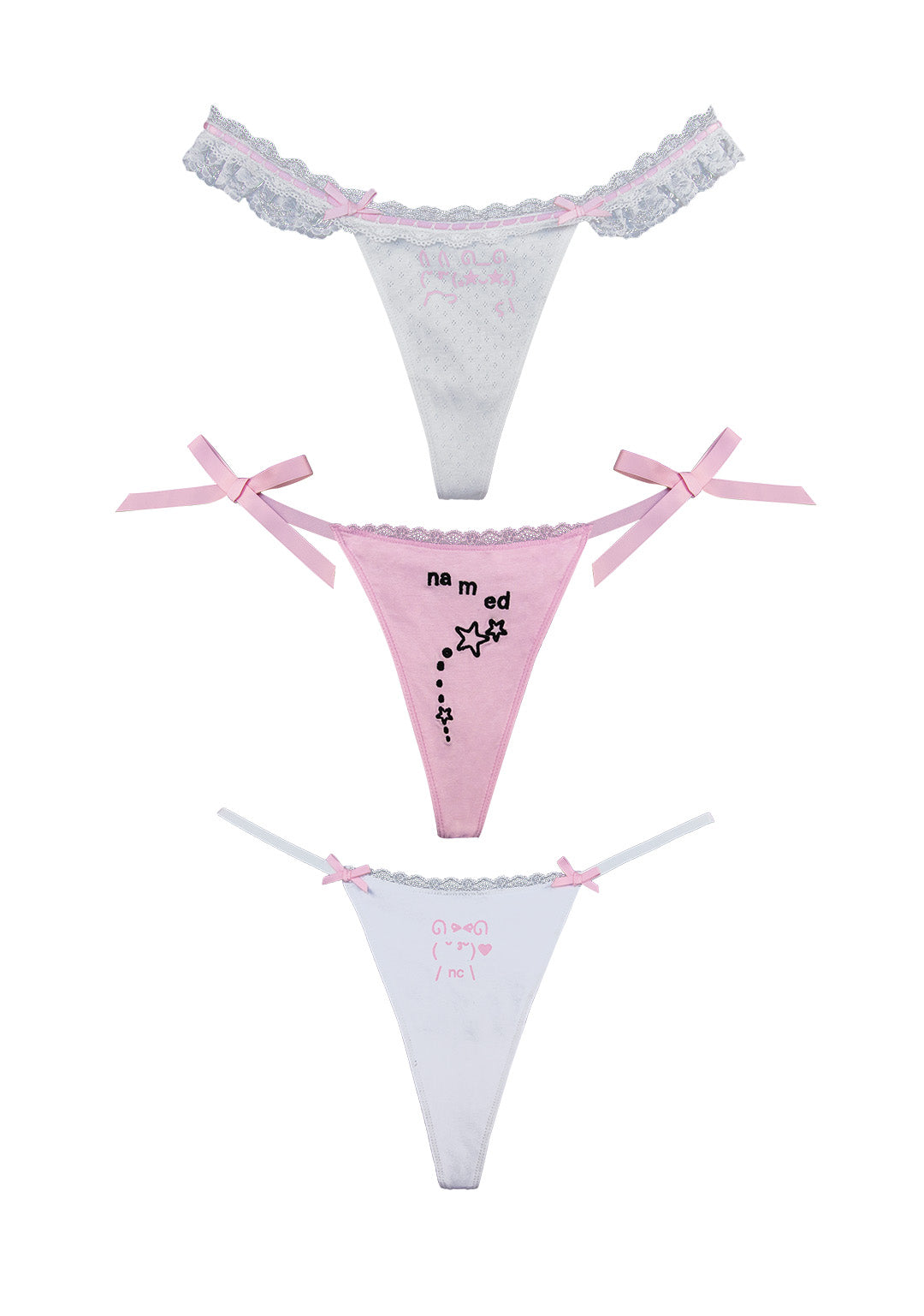 MALFUNCTION THONG BABY PINK AND WHITE (3 PACK)