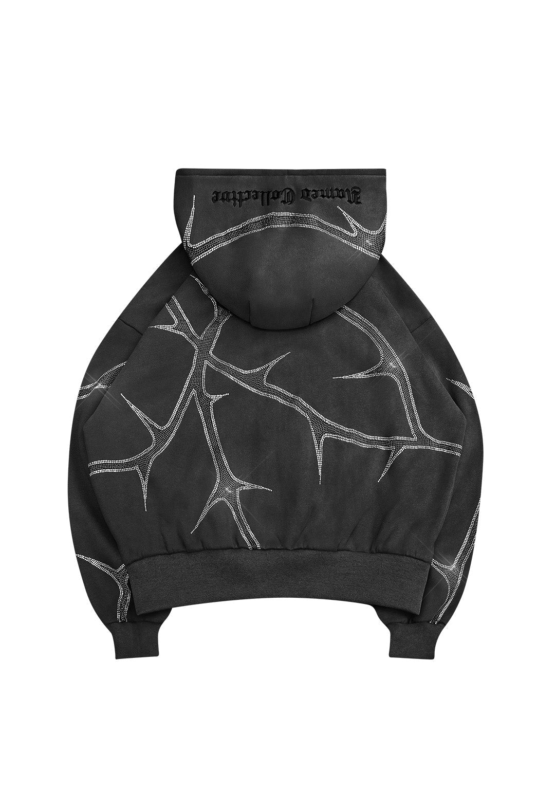 THORN RHINESTONE ZIP HOODIE CHARCOAL