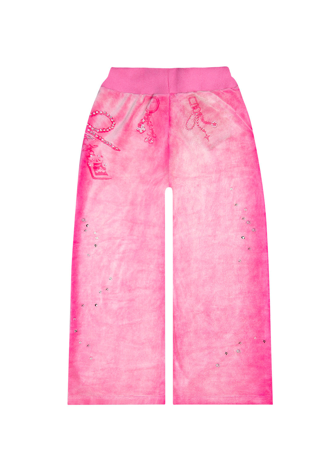GLITCH EYELET VELOUR SWEATPANTS WASHED HOT PINK