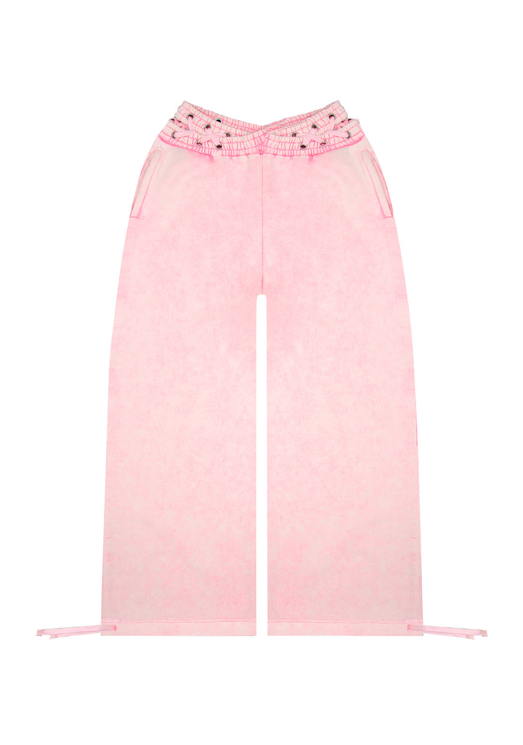 VENDETTA LACE UP OVERSIZED SWEATPANTS WASHED BABY PINK