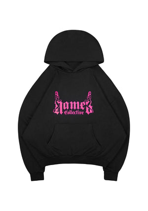 ACCEPTING TIPS GLITTER LOGO PULLOVER HOODIE BLACK