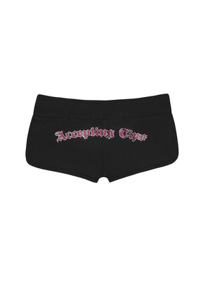 ACCEPTING TIPS RHINESTONE MICRO RACER SHORTS BLACK