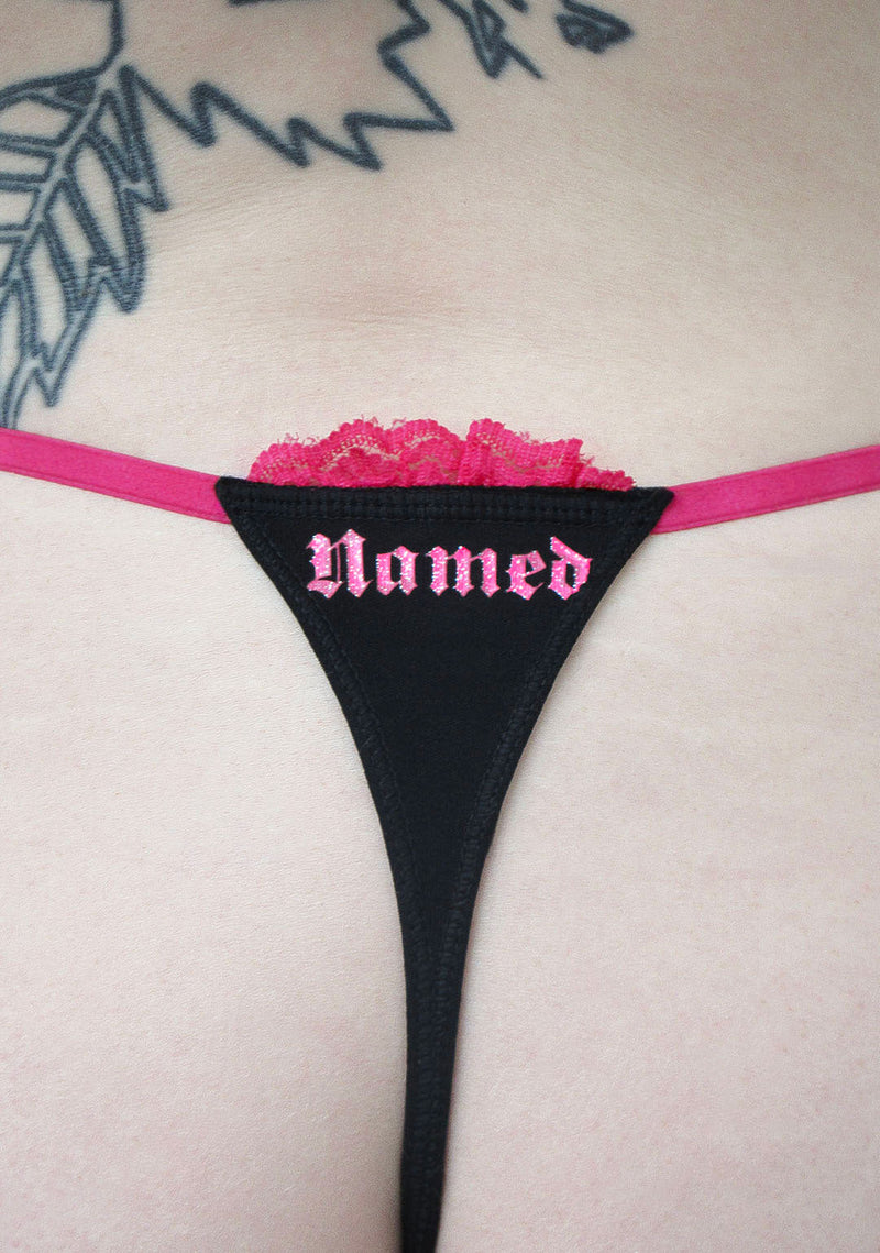 ACCEPTING TIPS RHINESTONE THONG BLACK