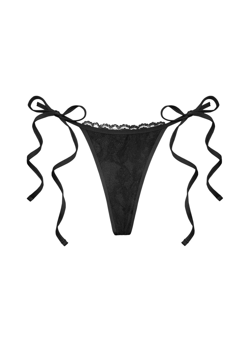 ALLURE LACE THONG BIKINI BOTTOMS BLACK