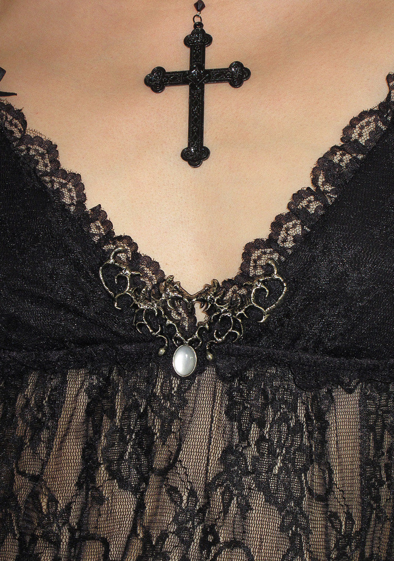 ALLURE SHEER LACE CAMI TOP BLACK