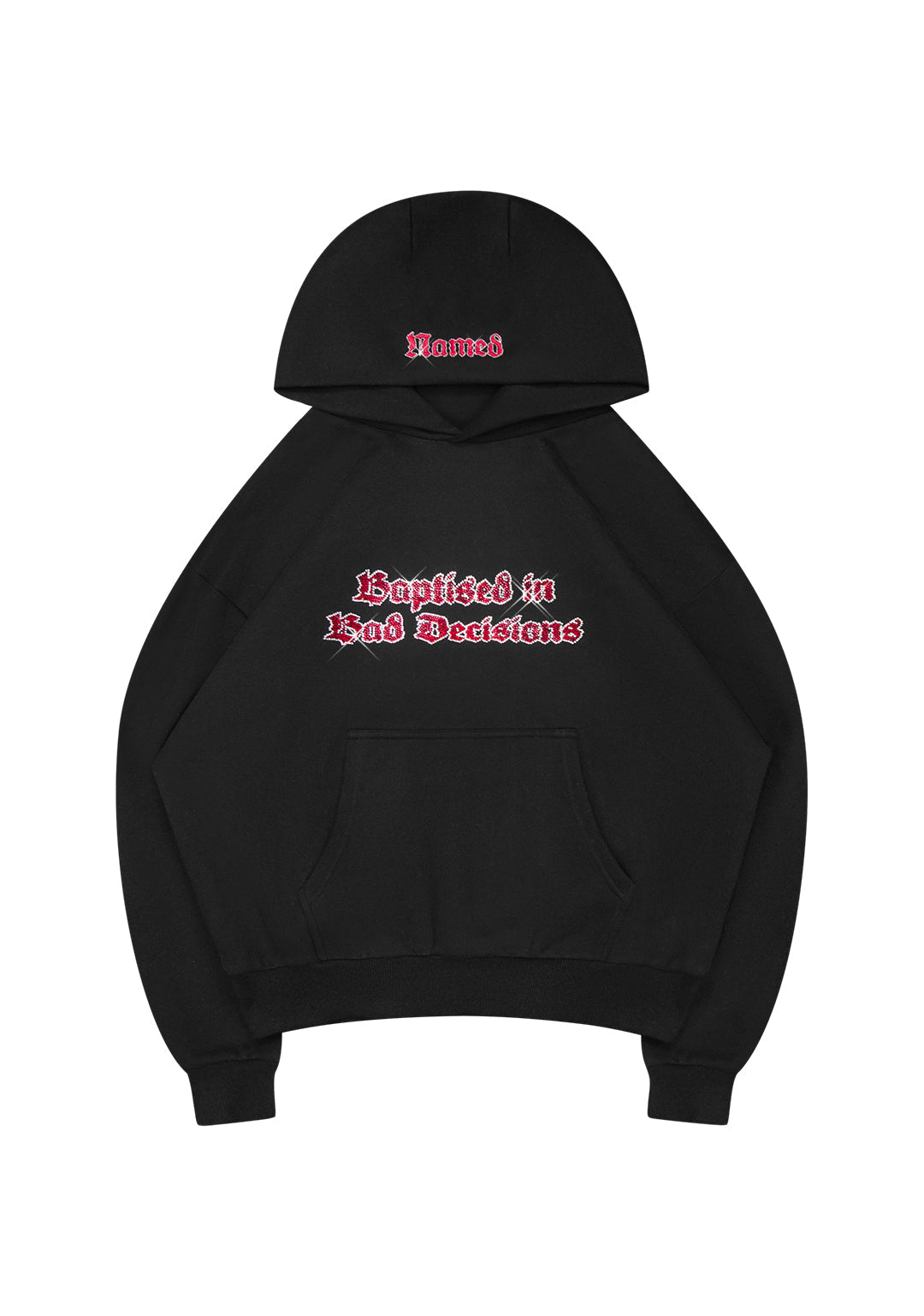 BAD DECISIONS RHINESTONE PULLOVER HOODIE BLACK