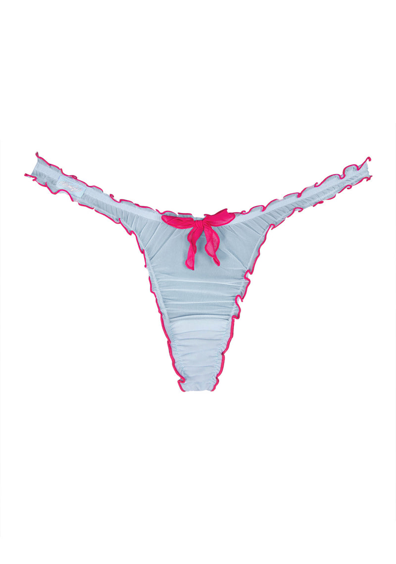 BFF SHEER MESH SCRUNCH THONG BABY BLUE