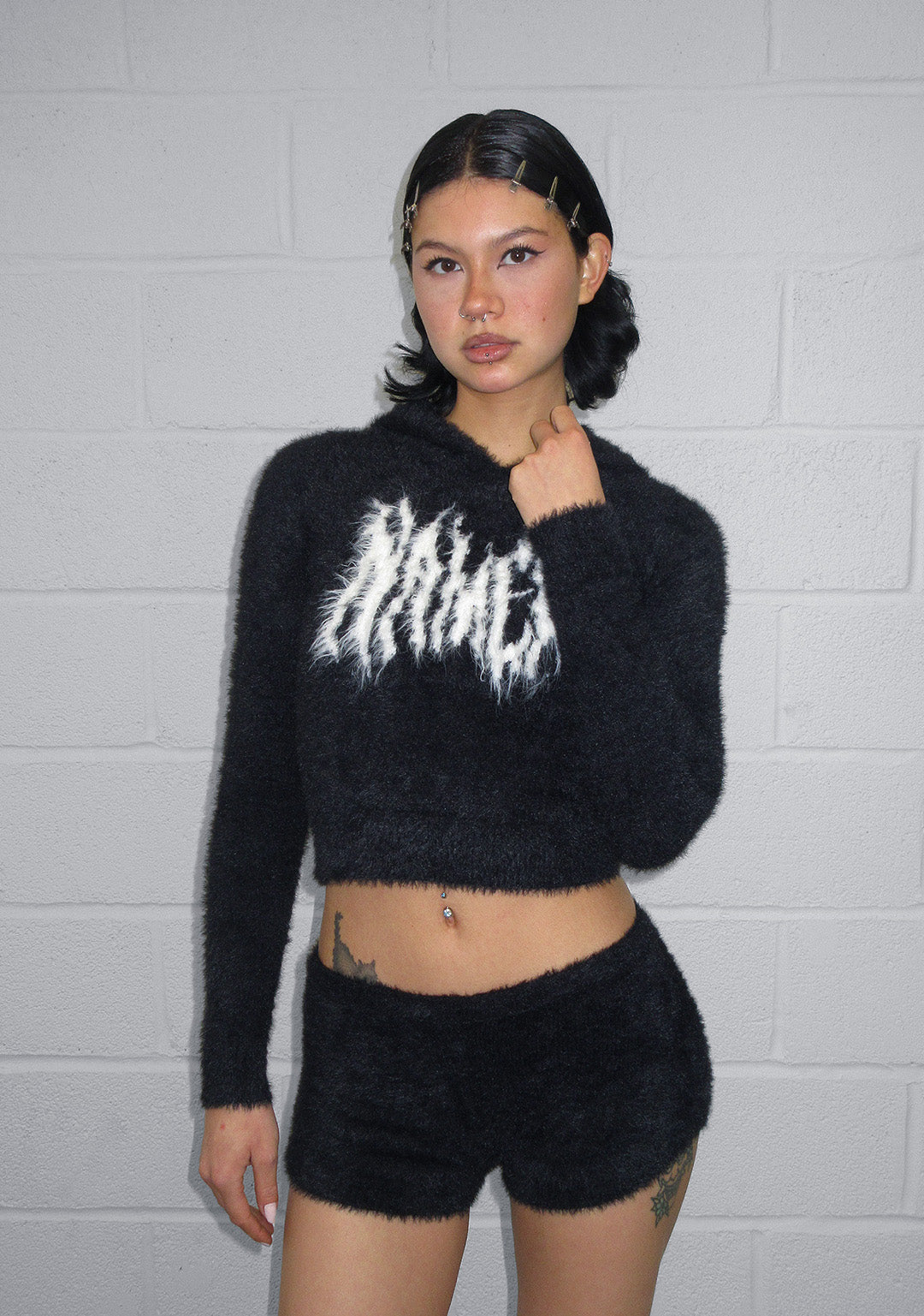 Bittersweet Fluffy Knit Micro Hotpant Shorts Black – NAMED COLLECTIVE®