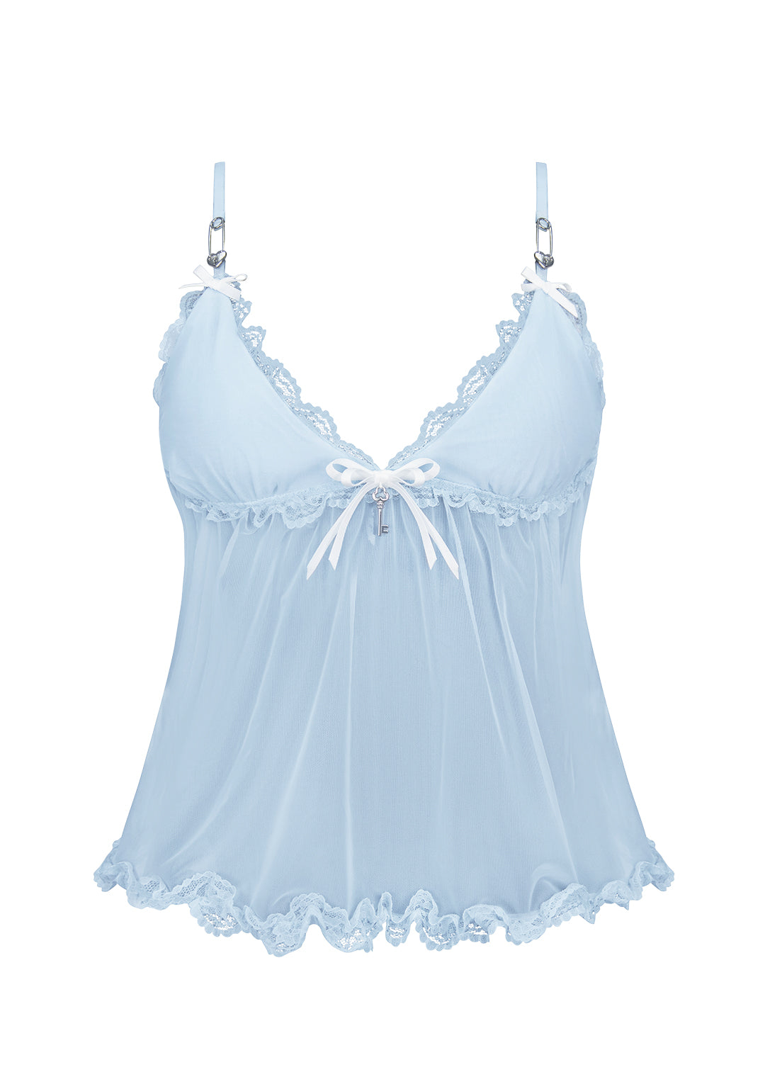 BLESSED SHEER MESH CAMI TOP BABY BLUE