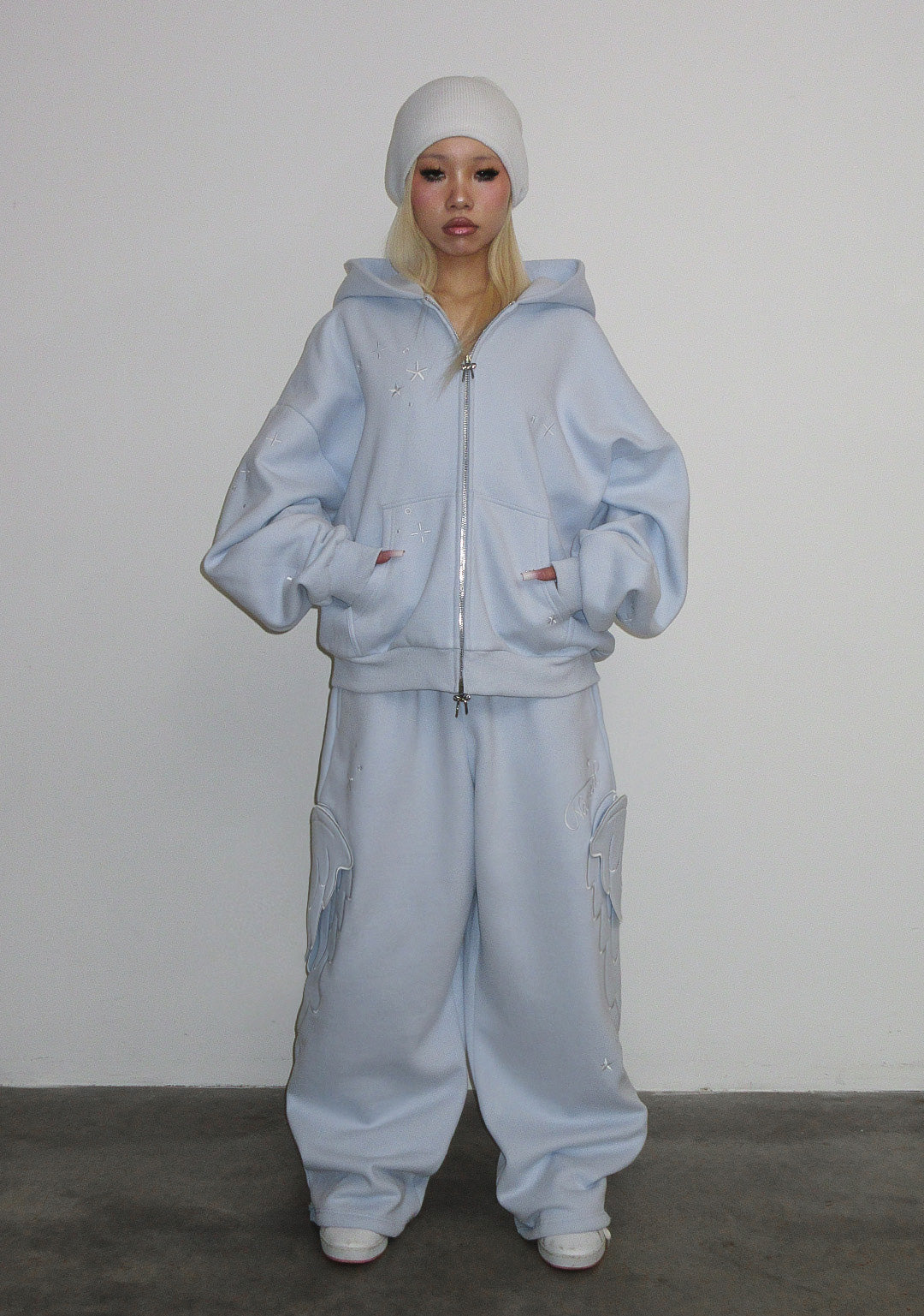 STITCH WINGS OVERSIZED SWEATPANTS BABY BLUE (DETACHABLE WINGS)