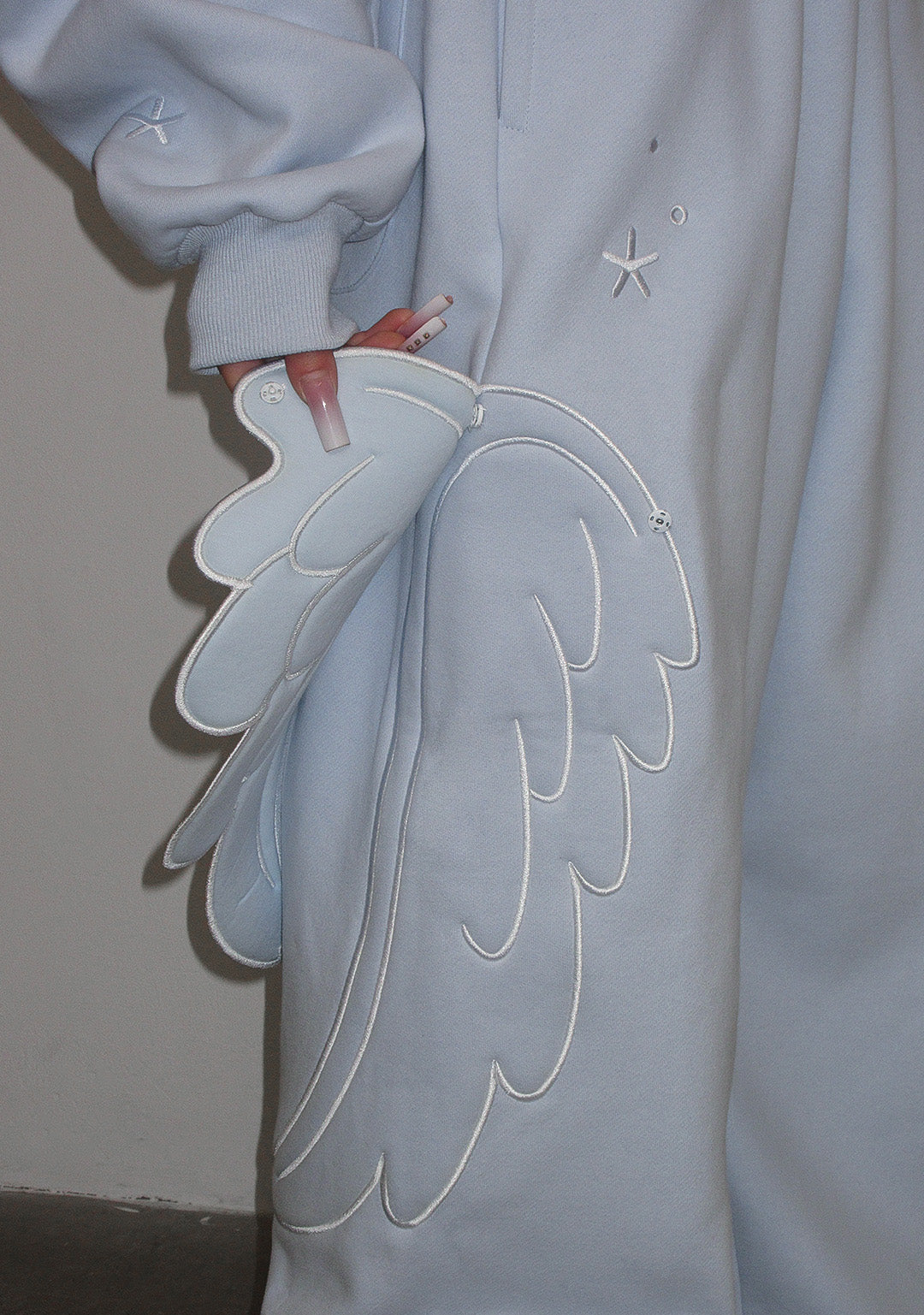 STITCH WINGS OVERSIZED SWEATPANTS BABY BLUE (DETACHABLE WINGS)