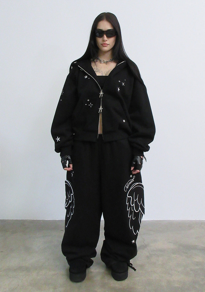 STITCH WINGS OVERSIZED SWEATPANTS BLACK (DETACHABLE WINGS)