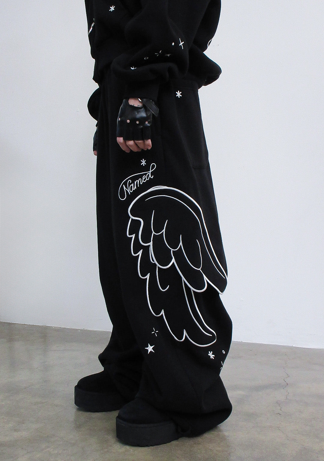 Stitch Wings Oversized Sweatpants Black Detachable Wings – NAMED