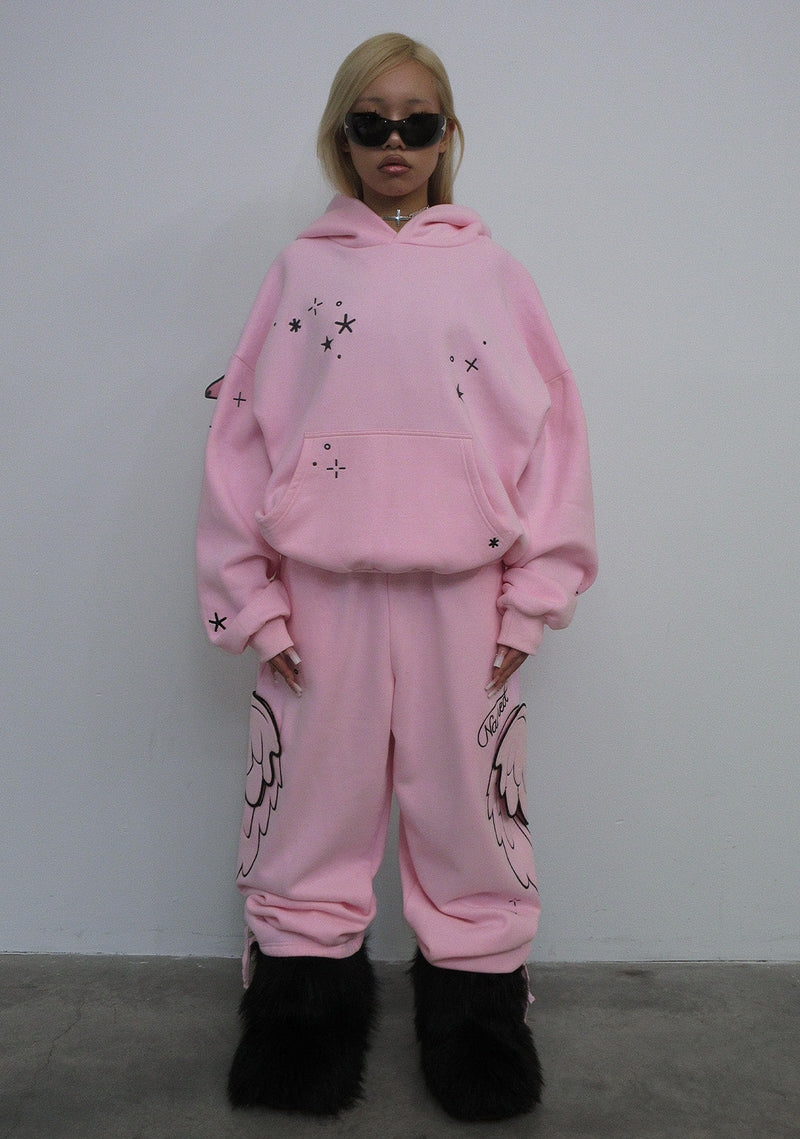 STITCH WINGS PULLOVER HOODIE BABY PINK (DETACHABLE WINGS)