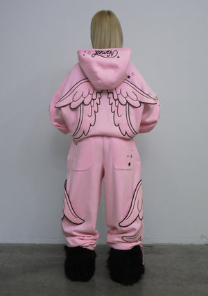 STITCH WINGS PULLOVER HOODIE BABY PINK (DETACHABLE WINGS)