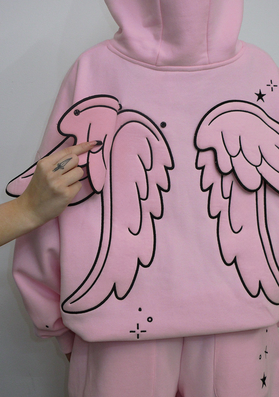 STITCH WINGS PULLOVER HOODIE BABY PINK (DETACHABLE WINGS)