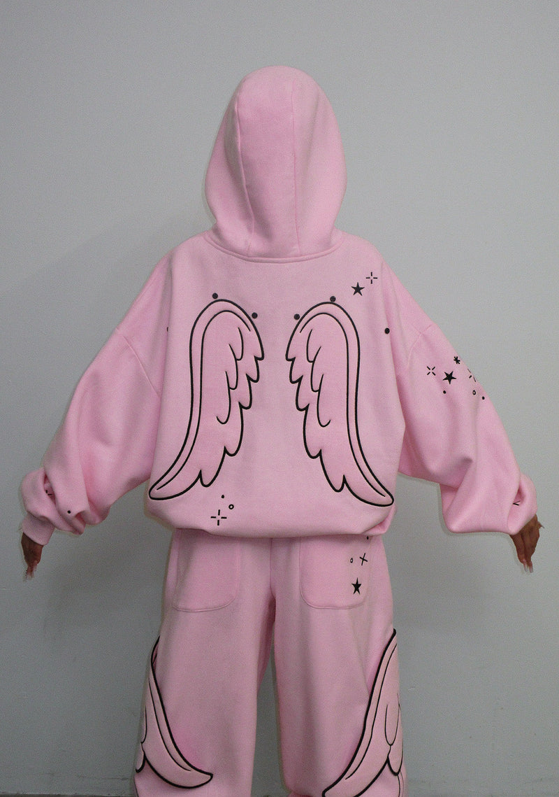 STITCH WINGS PULLOVER HOODIE BABY PINK (DETACHABLE WINGS)