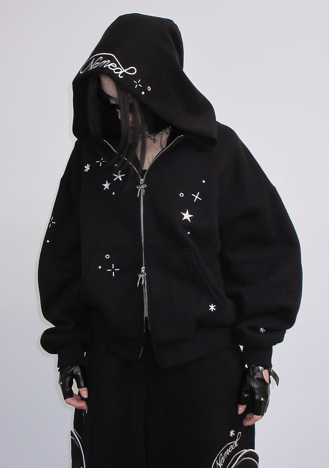 STITCH WINGS ZIP HOODIE BLACK (DETACHABLE WINGS)