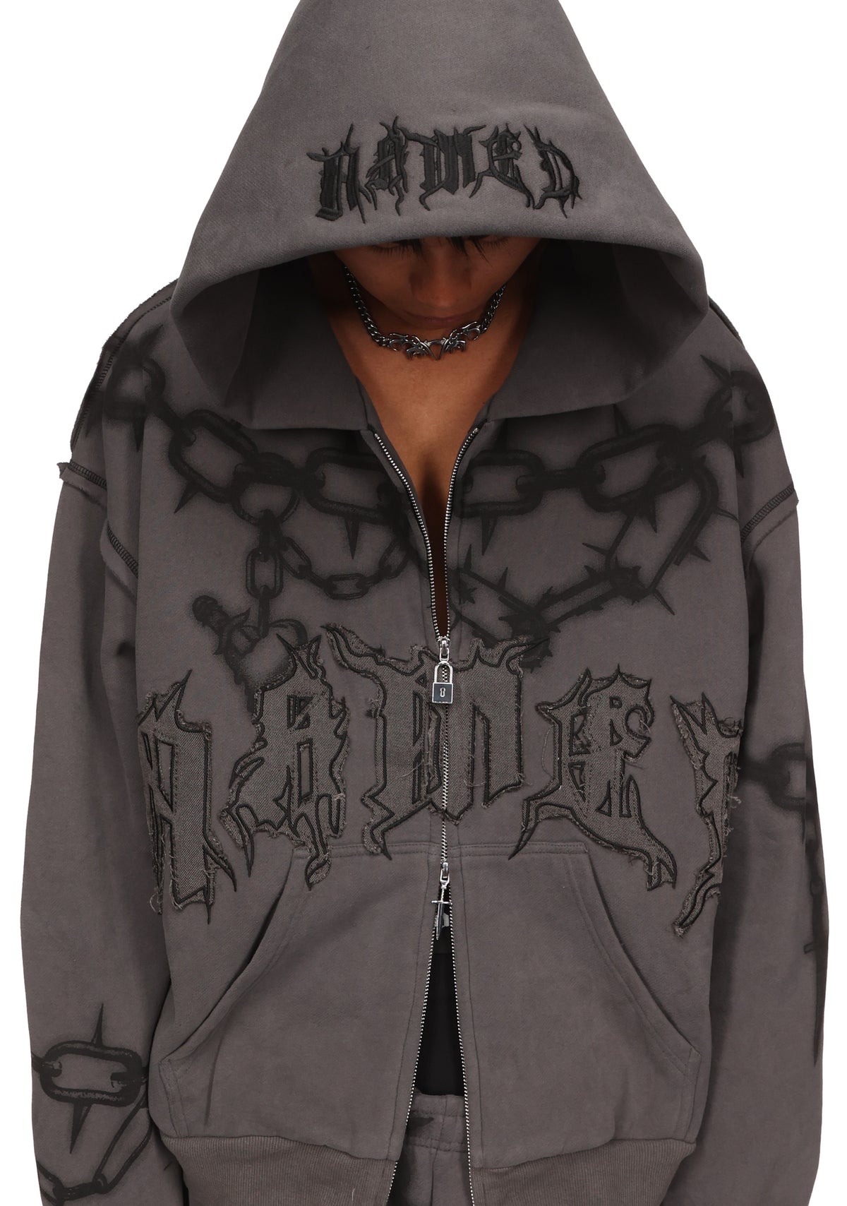 CHAINS ZIP HOODIE CAST IRON