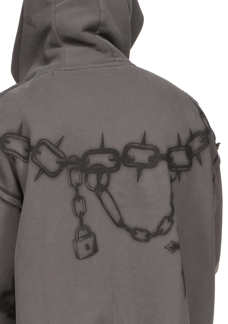 CHAINS ZIP HOODIE CAST IRON