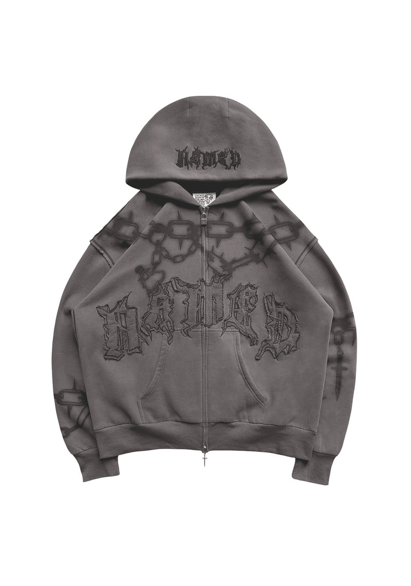 CHAINS ZIP HOODIE CAST IRON