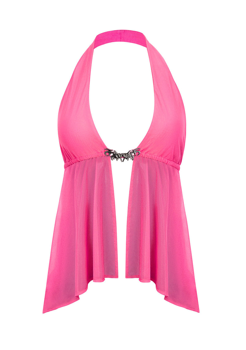 CHARISMA CHARM BACKLESS HALTERNECK TOP HOT PINK