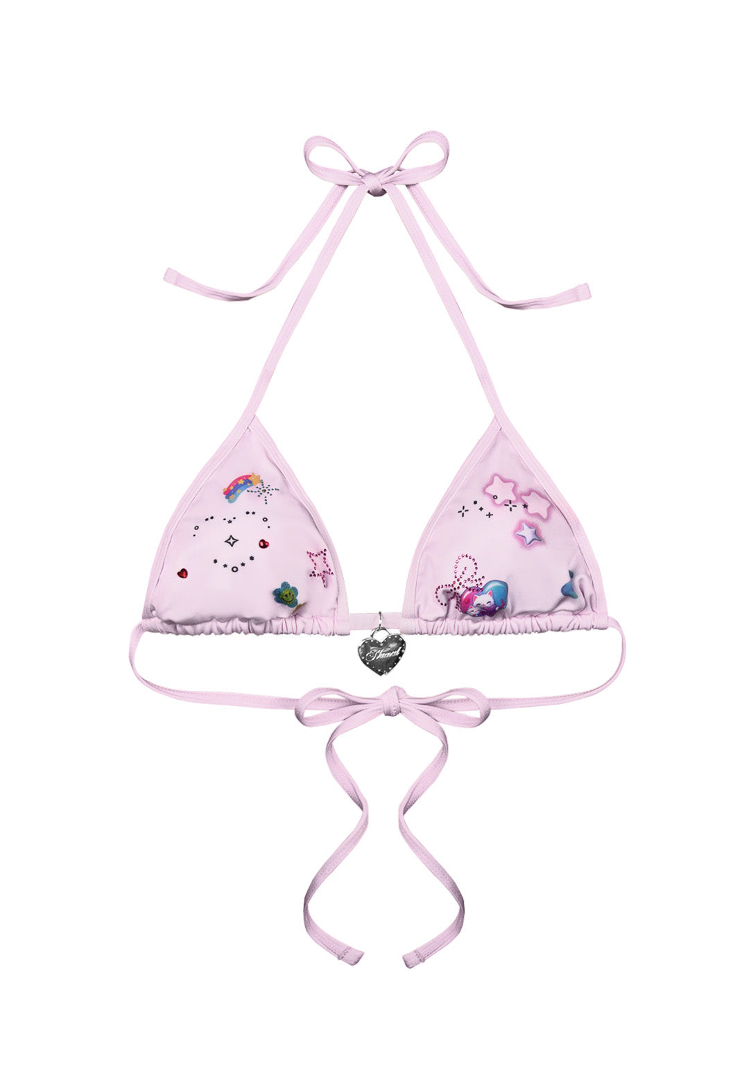 Charm Rhinestone Triangle Bikini Top Baby Pink – NAMED COLLECTIVE®