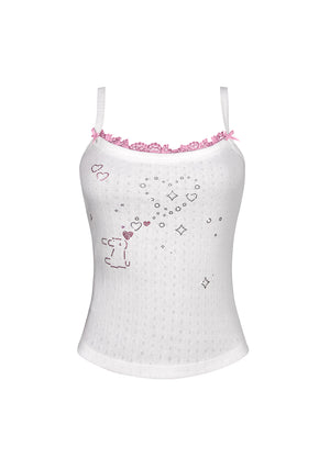 CHERISH POINTELLE CAMI TOP WHITE