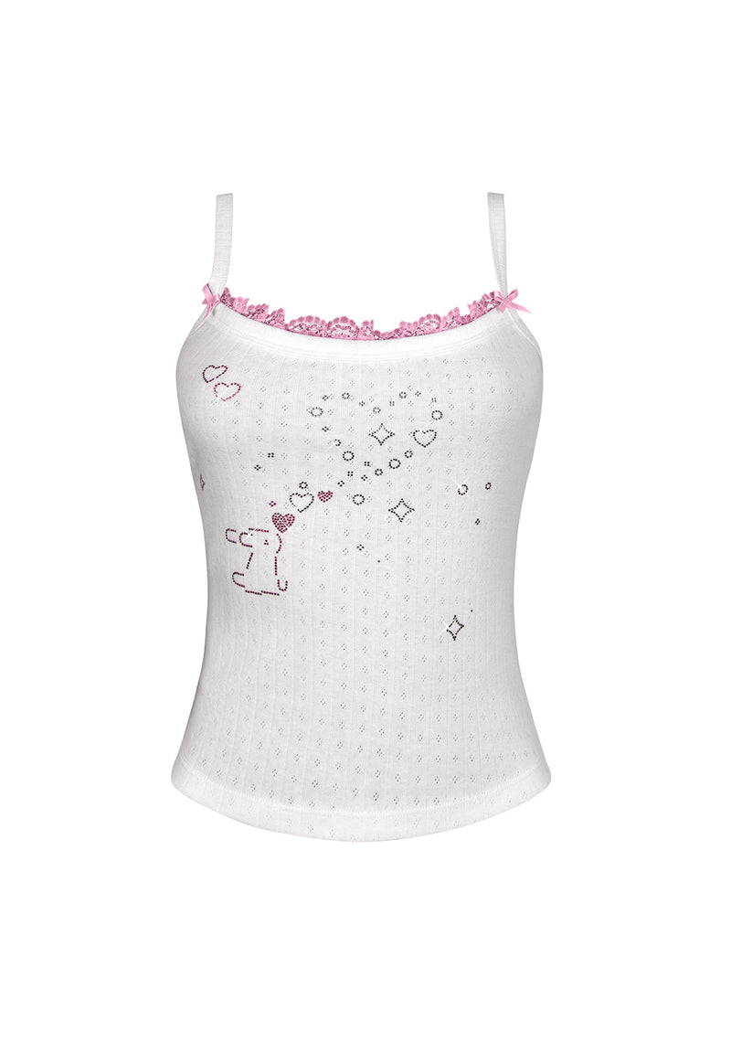 CHERISH POINTELLE CAMI TOP WHITE