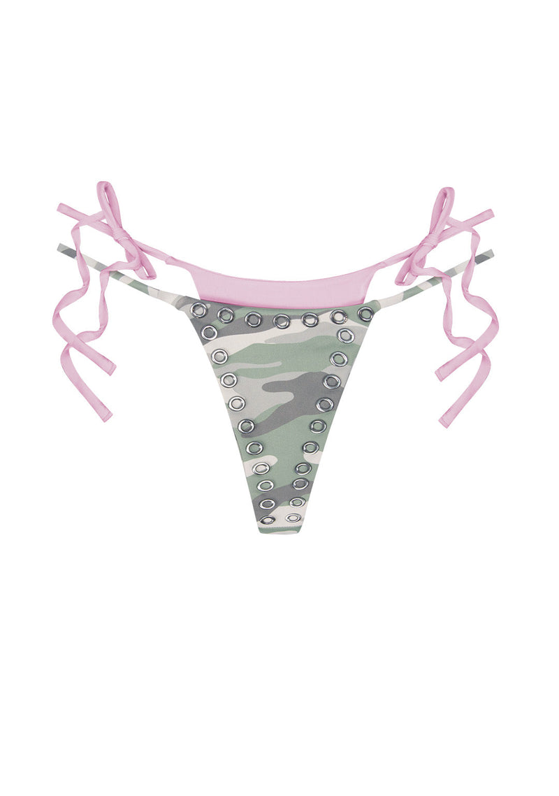 COLLIDE DOUBLE LAYER THONG BIKINI BOTTOMS CAMO