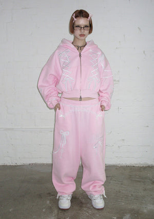 CONFESSIONS EMBROIDERED OVERSIZED SWEATPANTS BABY PINK