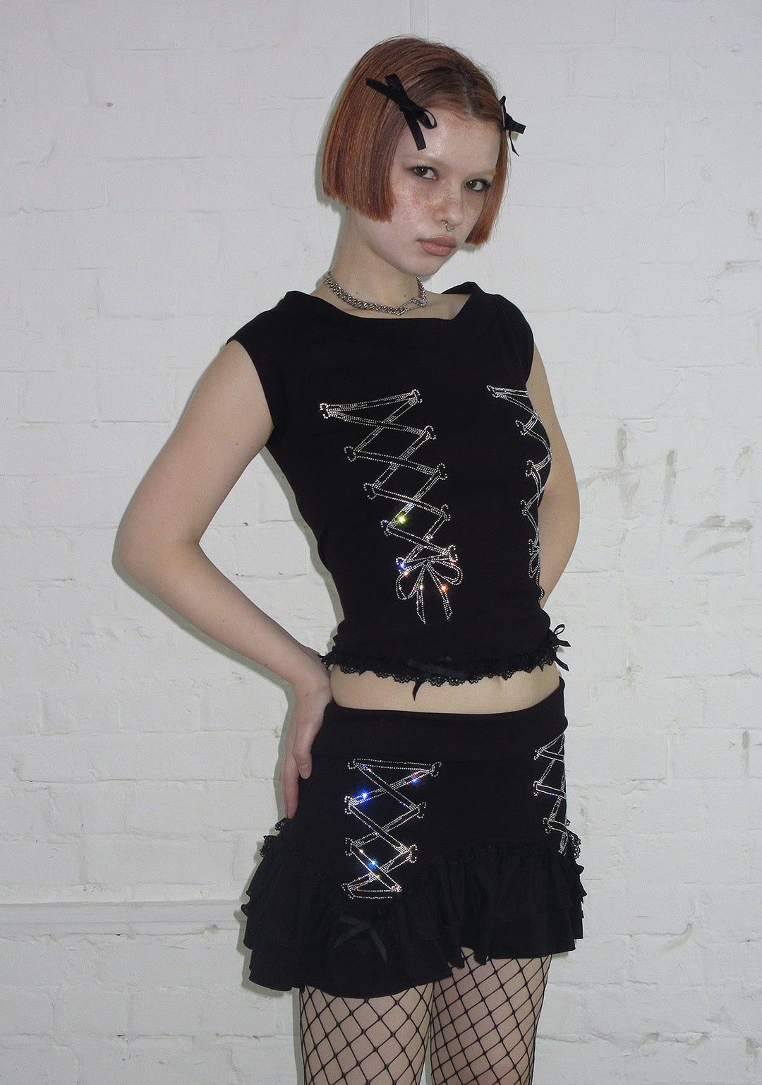 CONFESSIONS RHINESTONE MICRO SKIRT BLACK